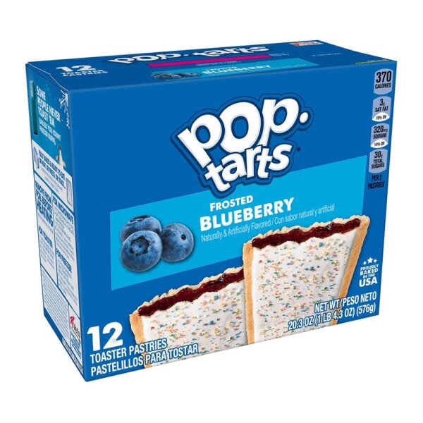 Kelloggs Pop-Tarts Frosted Blueberry - 12 St&uuml;ck - 576g
