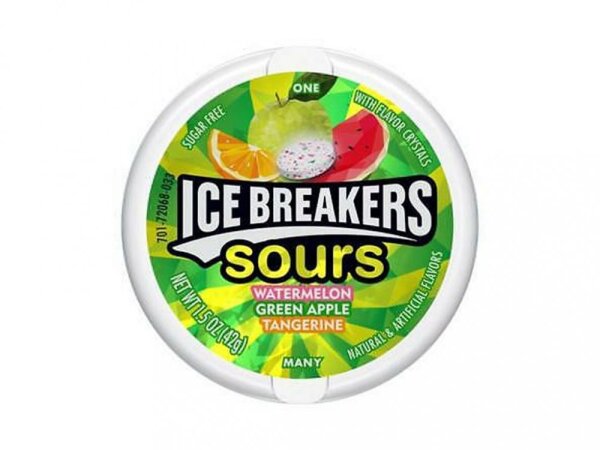 Ice Breakers Sours - Watermelon - Green Apple - Tangerine - Zuckerfrei - 42g