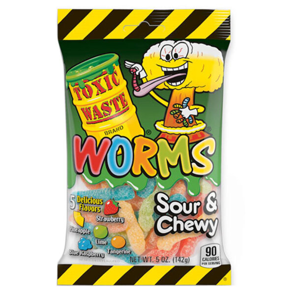 Toxic Waste Worms Sour & Chewy Candy 142g