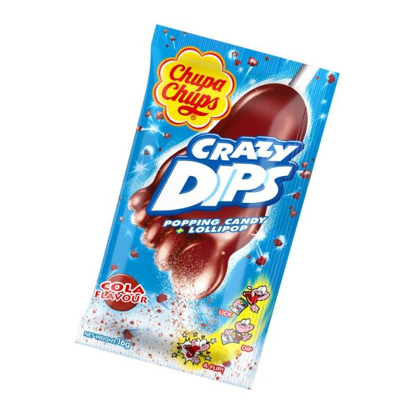 Chupa Chups Crazy Dips Cola Geschmack & Popping Candy 14g
