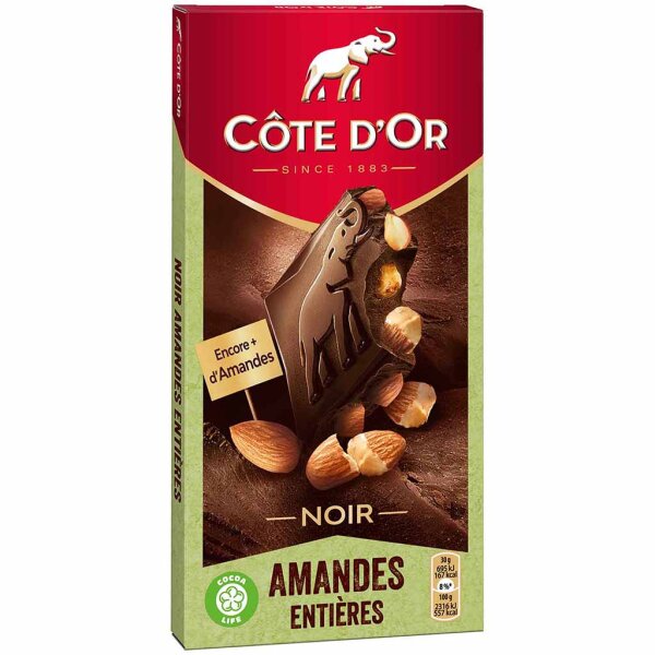 Côte DOr Tafelschokolade Noir Amandes Entières 180g