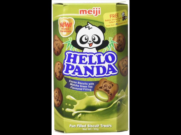 Meiji Hello Panda Cocoa Biscuits with Matcha Green Tea Filling 50g