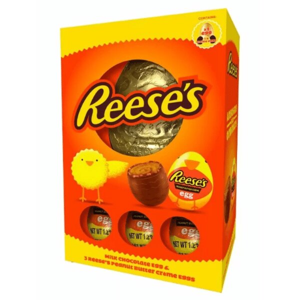 Reeses Milk Chocolate Egg & 3 Reeses Peanut Butter Creme Eggs 232g