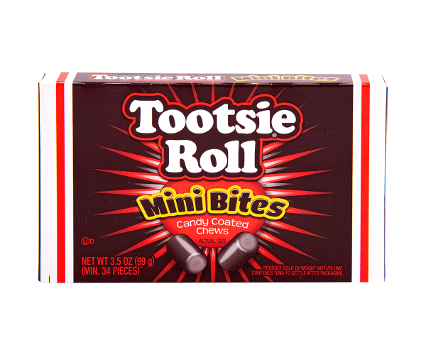 Tootsie Roll Mini Bites Candy Coated Chews Theater Box 99g