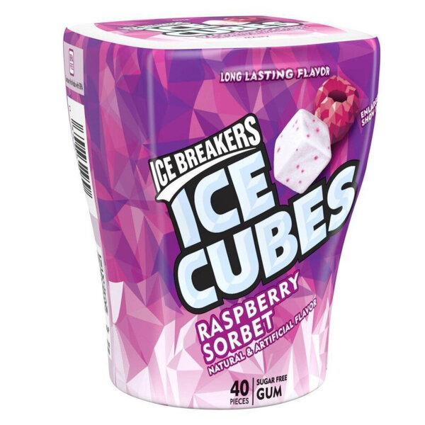 Ice Breakers - Ice Cubes - Raspberry Sorbet Kaugummi - Sugar Free - 40 Stück 92g