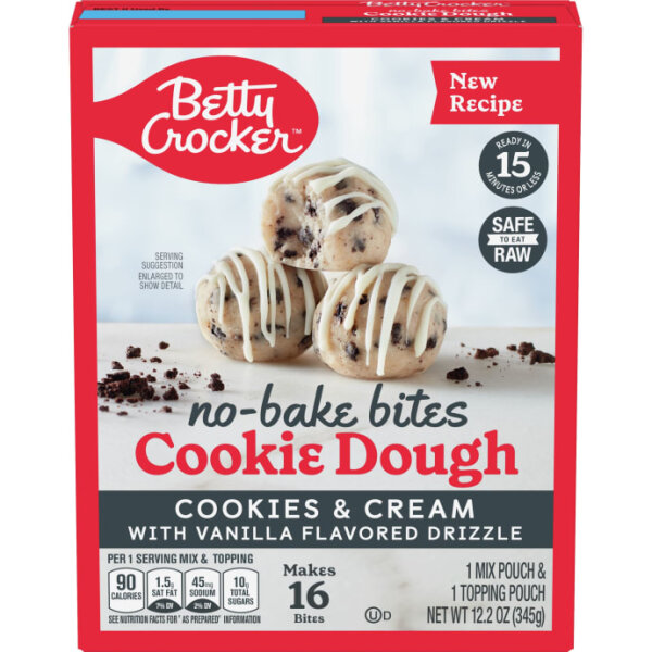 Betty Crocker no-bake Cookie Dough Bites Cookies & Cream 345g
