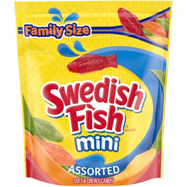 Swedish Fish Mini Assorted Soft & Chewy Candy Family Size Bag 816g