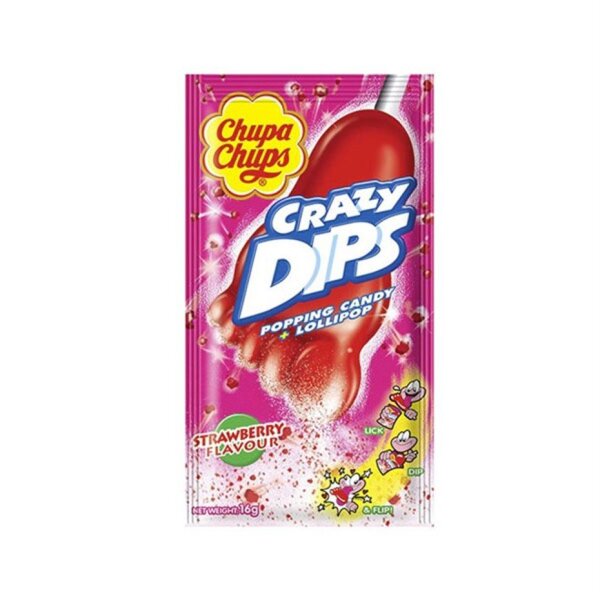 Chupa Chups Crazy Dips Erdbeer Geschmack & Popping Candy 14g
