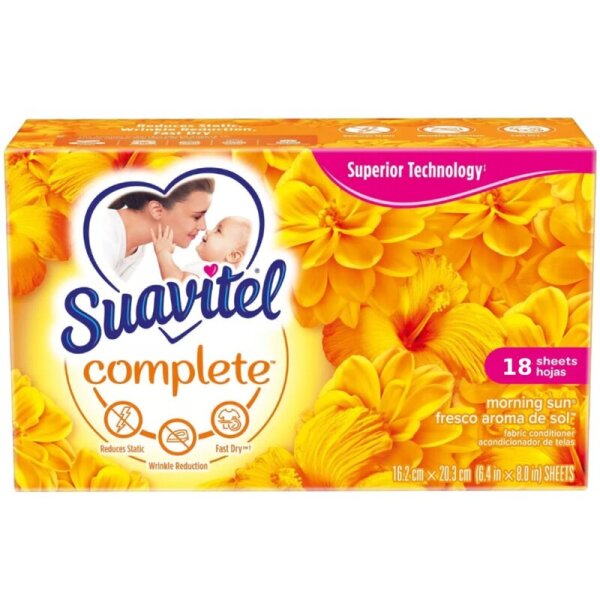 Suavitel Complete Morning Sun Fabric Conditioner Dryer Sheets 18 Sheets