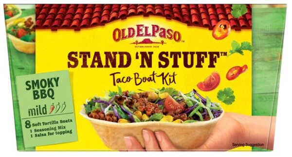 Old El Paso Stand N Stuff Smoky BBQ Taco Kit with Soft Shells 350g