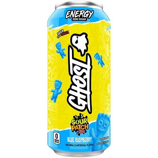 Ghost Energy Sugar Free Energy Drink Sour Patch Kids Blue Raspberry Flavour 473ml