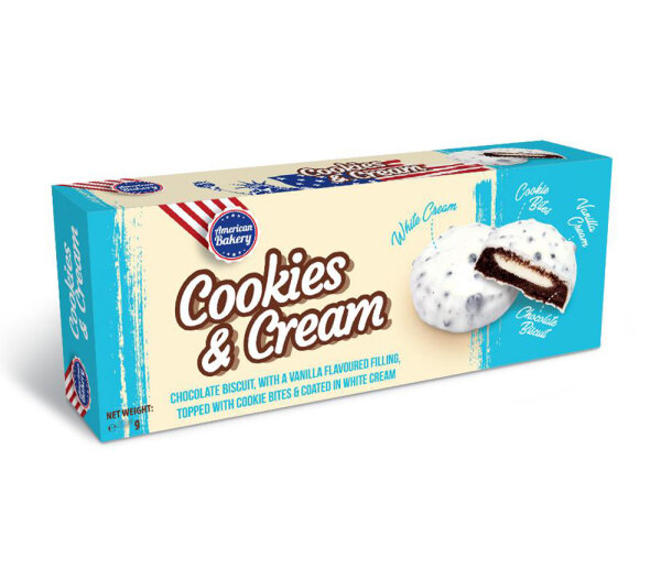 American Bakery Cookies & Cream Chocolate Biscuit with vanilla filling 96 g