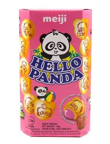 Hello Panda Biscuits with Filled Strawberry Cream Flavoured 45g
