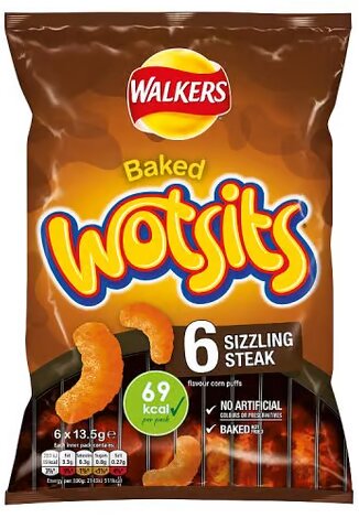 Walkers Baked Wotsits Sizzling Steak 6er-Pack 6 x 13,5g (81g)