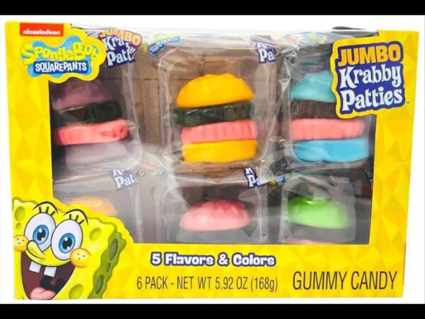 Spongebob Squarepants Jumbo Krabby Patties Gummy Candy 168g