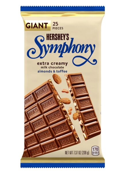 Hersheys Symphony extra creamy milk chocolate almonds & toffee GIANT 208g