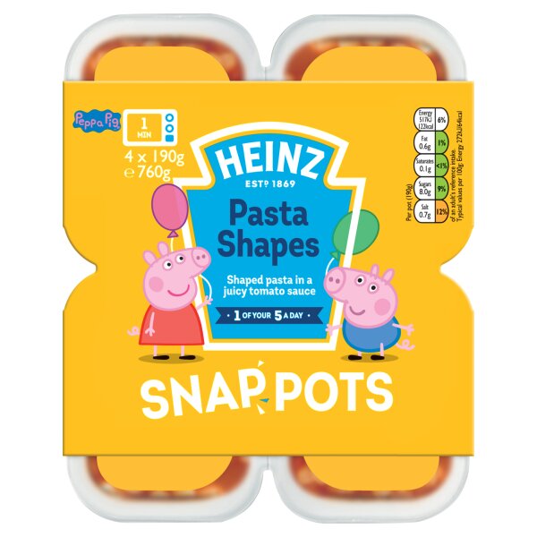 Heinz Pasta Shapes Snap Pots Peppa Pig 760g