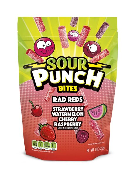 Sour Punch Bites Rad Reds Strawberry - Watermelon - Cherry - Raspberry  142g